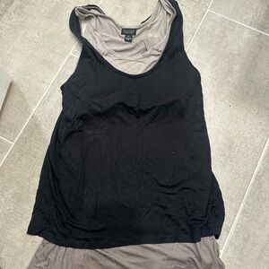 Lavish by Heidi Klein Maternity Black and Gray Layered Tank Top
